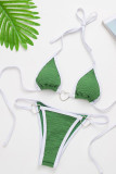 Grüne reizvolle feste Verband-Patchwork-Badebekleidung