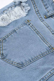 I jeans blu da cowboy Fashion Casual Solid strappati Plus Size