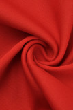 Röd Sexig Solid Patchwork Genomskinlig O-hals Raka Jumpsuits