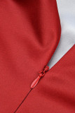 Robe décontractée grande taille imprimé basique col V manches courtes rouge