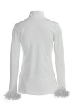 Witte mode casual effen patchwork coltrui tops