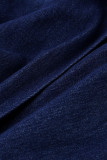 Темно-синие джинсы из денима обычного цвета с выдолбленным уличным принтом и высокой талией в стиле пэчворк
