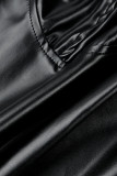 Coletes casuais pretos sensuais sólidos com gola quadrada (sem camisa)