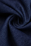 Jeans de talla grande de patchwork de vendaje sólido informal azul profundo