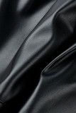 Black Fashion Sexy Solid Backless Strap Design haltertops