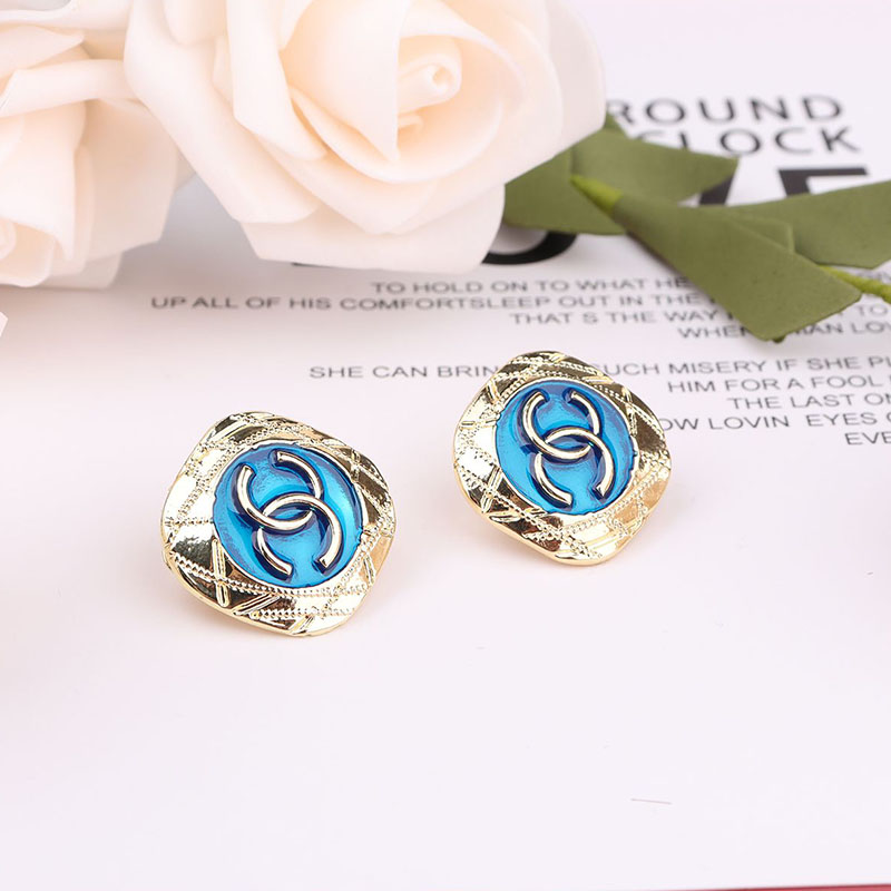 

Blue Fashion Street Letter Split Joint Earrings