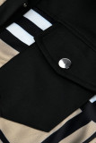 Khaki Fashion Casual Print Patchwork Turndown Collar Tops