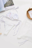 White Sexy Solid Bandage Hollowed Out Patchwork Swimwears