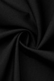 Top con colletto couverture con fibbia patchwork solido casual nero alla moda