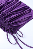 Púrpura Sexy Sólido Patchwork Draw String Chains Fold Spaghetti Strap One Step Falda Vestidos