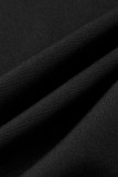 ブラック ファッション カジュアル ソリッド パッチワーク バックル ターンダウン カラー トップス