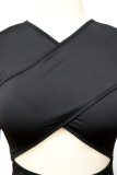 Combinaisons régulières asymétriques noires, Sexy, solides, ajourées, Patchwork (sans ceinture)