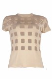 Apricot Sexy Casual Solid Hollowed Out O Neck T-Shirts