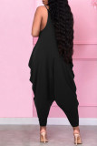 Black Sexy Casual Solid Backless Spaghetti Strap Regular Jumpsuits