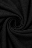 Vestido preto casual estampado patchwork assimétrico com gola O de manga curta vestidos plus size