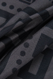 Zwarte sexy print patchwork halve coltrui magere jumpsuits
