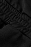 ブラックファッションカジュアルソリッドパッチワークジッパーカラーレギュラージャンプスーツ