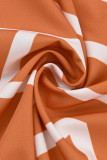 Oranje mode casual plus size print basic turndown kraag overhemdjurk