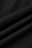 バーガンディ ファッション カジュアル ソリッド スリット O ネック プラス サイズ XNUMX ピース