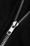 Grey Fashion Casual Solid Patchwork Zipper Collar Regular Jumpsuits