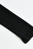 Robes à manches longues transparentes à col rond et à la mode noire
