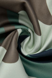 Grönt mode Casual Camouflage Print Patchwork Vanliga byxor med hög midja