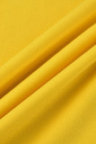 Желтый Мода Повседневная Пэчворк Основные О-образным вырезом С коротким рукавом Из двух частей