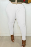 Blå Mode Casual Solid Basic Skinny Denim Jeans med hög midja