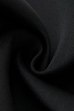 Vêtement d'extérieur décontracté à col zippé avec fermeture à glissière et patchwork noir