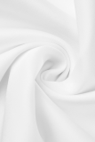 Witte casual effen volant O-hals onregelmatige jurk Jurken