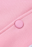 Pink Sportswear Print Patchwork Cardigan Collar Outerwear