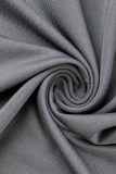 Grey Fashion Print Patchwork Half A Turtleneck Plus Size Two Pieces