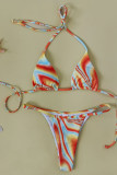 Colour Sexy Print Split Joint Frenulum Swimwears