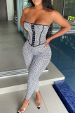 Gul Sexig Print Patchwork Strapless Skinny Jumpsuits