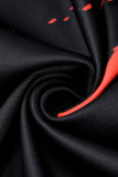 Zwarte losse losse jumpsuits met patchwork-print en off-shoulder