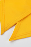 Yellow cardigan Short Sleeve Solid