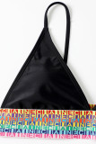 Costumi da bagno neri sexy con stampa patchwork per San Valentino