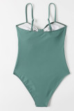 Bläckgrön Sexiga solida urhålade lapptäcksbadkläder