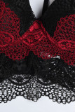 Бордовое сексуальное женское белье с кисточками в стиле пэчворк на День святого Валентина