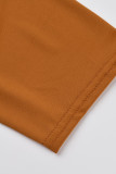 Oranje Mode Casual Print Luipaard Spleet V-hals Plus Size Twee Stukken
