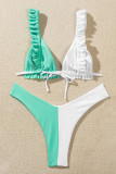 Maillots de bain patchwork sexy à bandage solide Lake Green