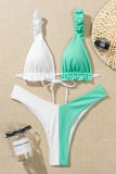 Maillots de bain patchwork sexy à bandage solide Lake Green