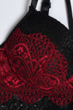Бордовое сексуальное женское белье с кисточками в стиле пэчворк на День святого Валентина