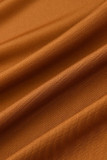 Orange Fashion Casual Print Leopard Slit V Neck Plus Size Two Pieces
