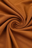 オレンジファッションカジュアルプリントヒョウスリットVネックプラスサイズツーピース