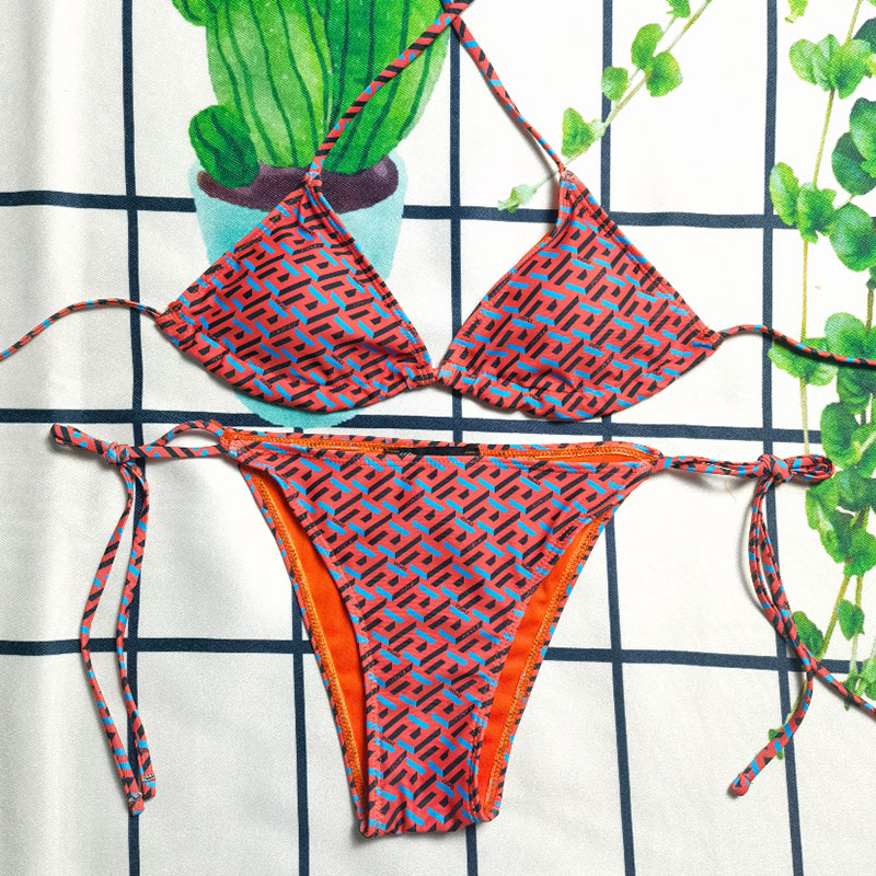 

Red Fashion Sexy Print Frenulum Swimwears