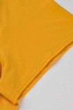 Oranje Mode Casual Print Spleet V-hals Plus Size Two Pieces