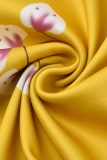 Vestidos retos sem alças amarelos com estampa casual patchwork