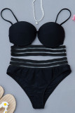 Maillots de bain patchwork noirs sexy solides