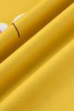 Vestidos retos sem alças amarelos com estampa casual patchwork